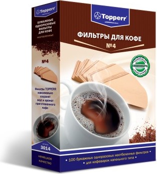 Фильтры для кофе Topperr №4 3014 неотбеленные